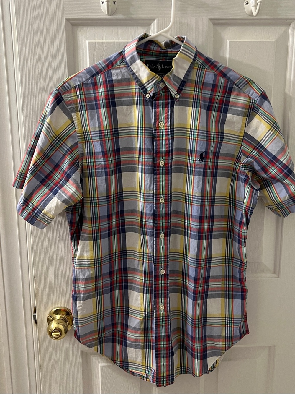 Ralph Lauren Men’s Button Up Cotton Shirt Short Sleeve Medium Multicolor Plaid
